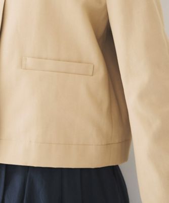 【きれいめ／春の軽羽織り】コットンライク　クルーネックジャケット（２００２４０５０３４）