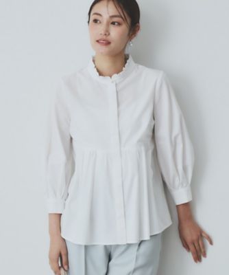 index (Women)/インデックス 《６ｃｏｌｏｒ》フリルバンドカラーペプラムブラウス【洗濯機洗い可／イージーアイロン／防シワ】（２００２４０５０９０）