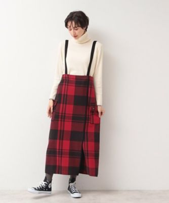 ELFSACK ジャケット スタジャン スカート ２点セット プリント 洗える・2WAY】サスペンダー付きフラップポケットスカート