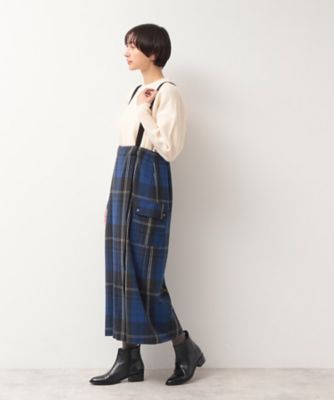 洗える・2WAY】サスペンダー付きフラップポケットスカート