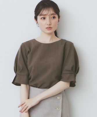 《８色展開／ＸＳ－ＬＬサイズ》タックパフスリーブブラウス【洗濯機洗い可／吸水速乾／防シワ／抗ピル】（２００２４０５１０６）