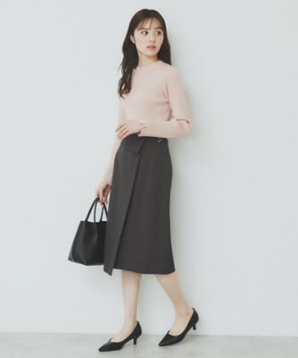 Aラインスカート Aラインラップスカート【洗濯機洗い可／イージーアイロン／防