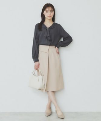 Aラインスカート Aラインラップスカート【洗濯機洗い可／イージーアイロン／防