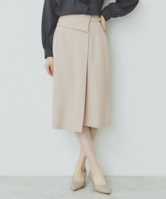 【SALE】index (Women)/インデックス Aラインラップスカート【洗濯機洗い可/イージーアイロン/防シワ】(2002405185) ベージュ051 ひざ丈スカート【三越伊勢丹/公式】