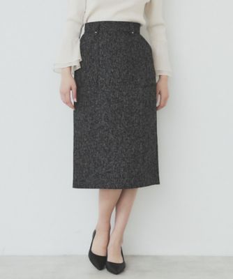 【SALE】index (Women)/インデックス サマーツイードタイトスカート【洗濯機洗い可/イージーアイロン】(2002405196) クロ419 ひざ丈スカート【三越伊勢丹/公式】