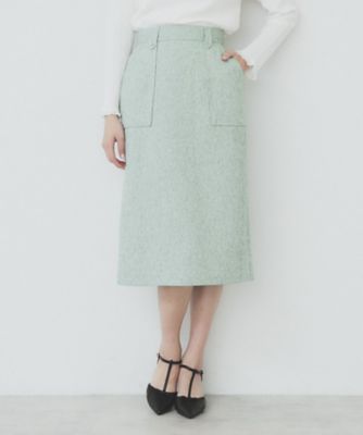 【SALE】index (Women)/インデックス サマーツイードタイトスカート【洗濯機洗い可/イージーアイロン】(2002405196) グリーン421 ひざ丈スカート【三越伊勢丹/公式】
