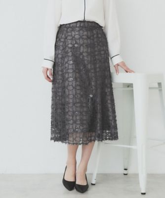 ＜index (Women)＞フラワーレース刺繍マーメイドスカート【洗濯機洗い可】（２００２４０５３９７）