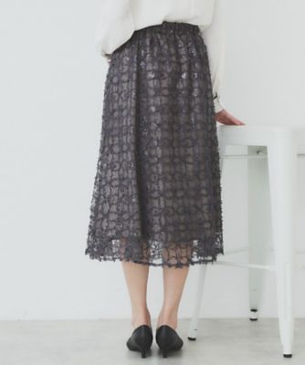 フラワーレース刺繍マーメイドスカート【洗濯機洗い可】（２００２４０５３９７）