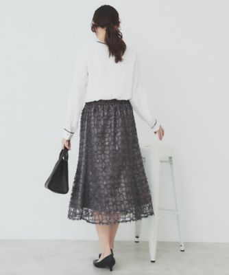 フラワーレース刺繍マーメイドスカート【洗濯機洗い可】（２００２４０５３９７）