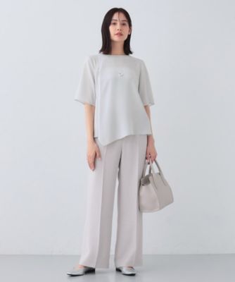 日本製／トリアセテート混】アシメラインブラウス
