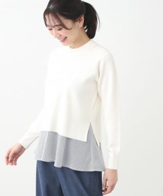 春SALE／E‐QUALITY】異素材ドッキングプルオーバー