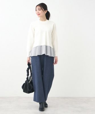 tシャツ 「春SALE／E‐QUALITY」異素材ドッキングプルオーバー レディース Reflect tシャツ 「春SALE／E‐QUALITY」異素材ドッキングプル