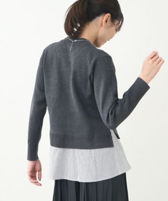 【春SALE／E‐QUALITY】異素材ドッキングプルオーバー 春SALE／E‐QUALITY】異素材ドッキングプルオーバー