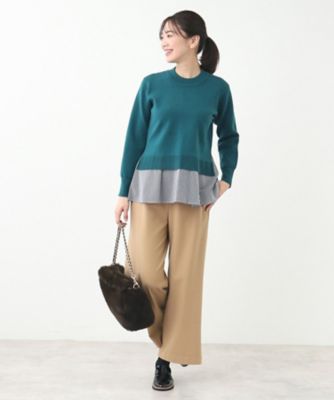 tシャツ 「春SALE／E‐QUALITY」異素材ドッキングプルオーバー レディース 春SALE／E‐QUALITY】異素材ドッキングプルオーバー