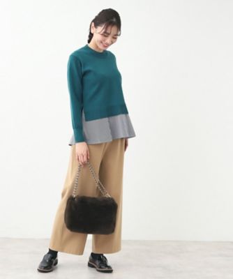 【春SALE／E‐QUALITY】異素材ドッキングプルオーバー 春SALE／E‐QUALITY】異素材ドッキングプルオーバー（カットソー