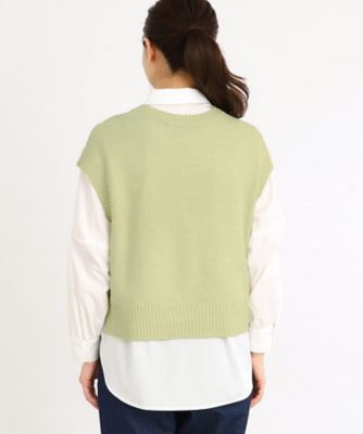夏SALE／E‐QUALITY／手洗い可】ケーブル編みニットベスト