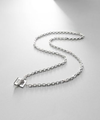 ＜COCOHNIK ONKITSCH (Women)＞シルバー　カットケーブルチェーン　レクタングルマンテルネックレス（４８ｃｍ）（２００２４０６１０９）
