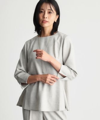 ＜THE SHOP TK (Women)＞【ＯＮＯＦＦ活躍／セレモニー／通勤】杢調カルゼペプラムブラウス／洗える（２００２４０６４５９）