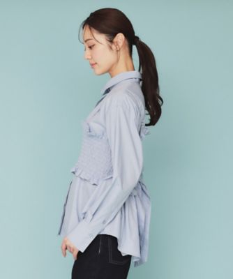 《ａｎｄＧＩＲＬ掲載》ビスチェレイヤードロングシャツ【洗濯機洗い可】（２００２４０６８１５）