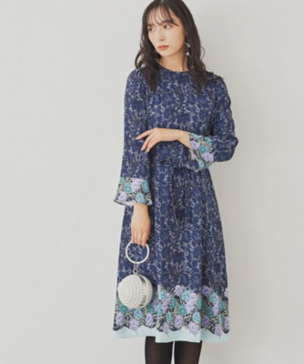 SUNAUNA (Women)/スーナウーナ 人気No.1【SS~Lサイズ展開/ & yours project】パネルフラワーワンピース(2002408861) アオ193 ワンピース・ドレス【三越伊勢丹/公式】