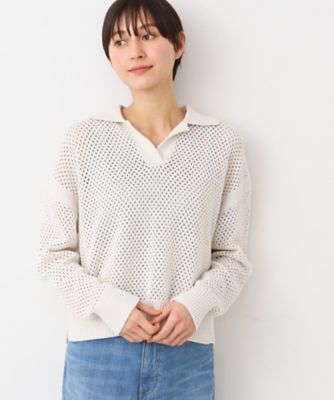 Dessin (Women)/デッサン 【洗える】襟付きメッシュニット（２００２４０９７３３）