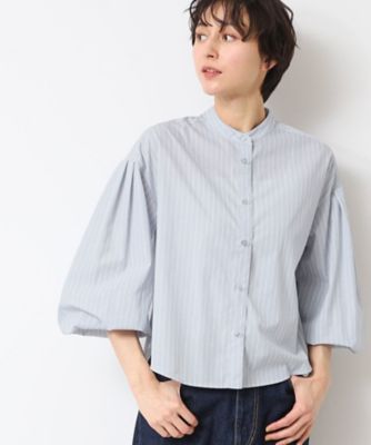 【洗える】バンドカラーストライプシャツ（ＸＳ～Ｌ）（２００２４０９７９６）