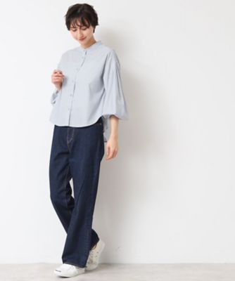 【洗える】バンドカラーストライプシャツ（ＸＳ～Ｌ）（２００２４０９７９６）