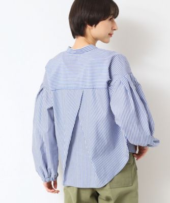 【洗える】バンドカラーストライプシャツ（ＸＳ～Ｌ）（２００２４０９７９６）