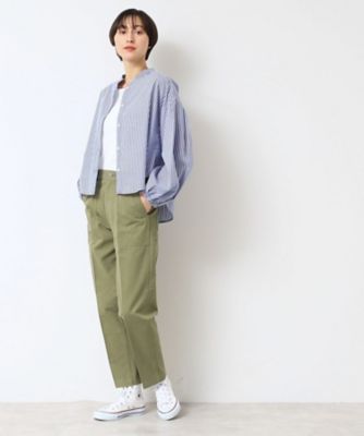【洗える】バンドカラーストライプシャツ（ＸＳ～Ｌ）（２００２４０９７９６）