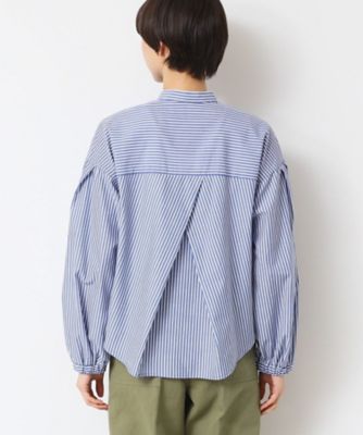 【洗える】バンドカラーストライプシャツ（ＸＳ～Ｌ）（２００２４０９７９６）