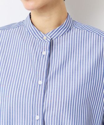【洗える】バンドカラーストライプシャツ（ＸＳ～Ｌ）（２００２４０９７９６）