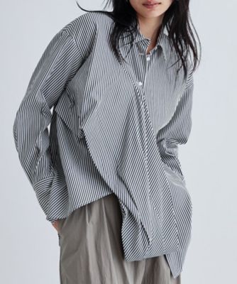 GALLEST (Women)/ギャレスト マルチウェイストライプカシュクールシャツ(2002411605)