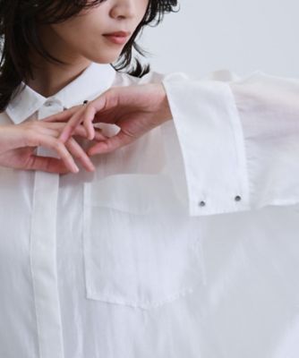 【SALE】GALLEST (Women)/ギャレスト シアーローンステンカラーシャツ/シアーシャツ/シアートップス(2002411623) シロ001 【三越伊勢丹/公式】