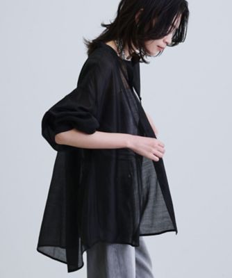 【SALE】GALLEST (Women)/ギャレスト シアーローンミドル丈シャツ/シアーシャツ/シアートップス(2002411624) クロ019 【三越伊勢丹/公式】