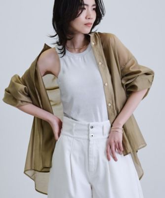 【SALE】GALLEST (Women)/ギャレスト シアーローンミドル丈シャツ/シアーシャツ/シアートップス(2002411624) ブラウン053 【三越伊勢丹/公式】