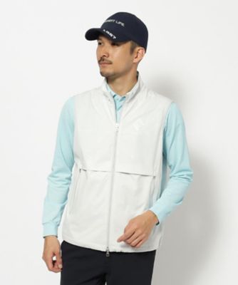 【美品】Adabat ゴルフベスト ジップアップ 撥水加工 ロゴチェックジップアップベスト