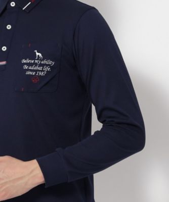 アダバット　 ネイビー ジッパーポロシャツ 新レーベル ADABAT NAVY】吸水速乾/UVカット ワインシャンブレー