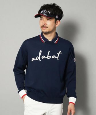 【新レーベル　ＡＤＡＢＡＴ　ＮＡＶＹ】ウォッシャブル素材　アダバットサインロゴニット（２００２４１１８４３）