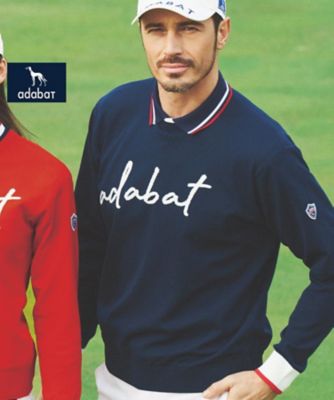 【新レーベル　ＡＤＡＢＡＴ　ＮＡＶＹ】ウォッシャブル素材　アダバットサインロゴニット（２００２４１１８４３）