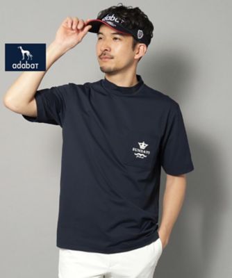 【新レーベル　ＡＤＡＢＡＴ　ＮＡＶＹ】ＵＶカット／吸水速乾　ポケット付モックネックＴ（２００２４１１８５３）