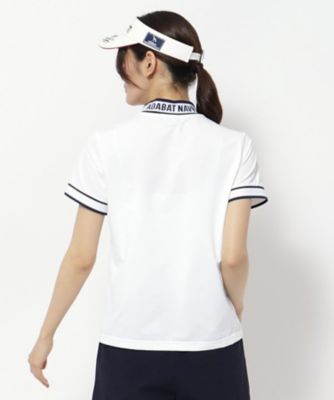 【新レーベル　ＡＤＡＢＡＴ　ＮＡＶＹ】ＵＶカット／吸水速乾　ラインリブモックネックＴ（２００２４１１９０１）