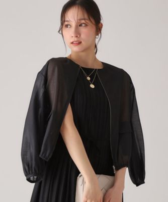 COUP DE CHANCE 【洗える】ジップアップシアーブルゾン【新品】 洗える／袖プッシュアップ可】シアー素材のブルゾン