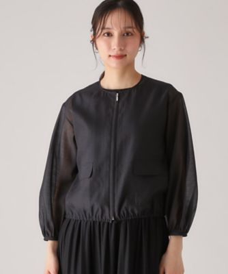 COUP DE CHANCE 【洗える】ジップアップシアーブルゾン【新品】 洗える／袖プッシュアップ可】シアー素材のブルゾン