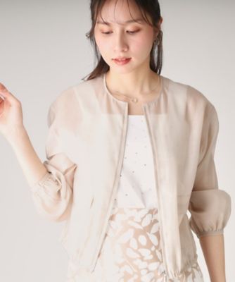 COUP DE CHANCE 【洗える】ジップアップシアーブルゾン【新品】 洗える／袖プッシュアップ可】シアー素材のブルゾン