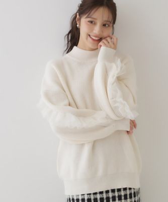 ＜COUTURE BROOCH (Women)＞チュールフリル片畦ニット（２００２４１４３０３）