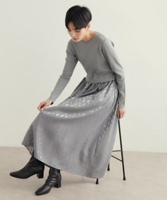 ＜OPAQUE.CLIP (Women)＞《美人百花掲載》ニット×ジャカードドッキングワンピース【洗濯機洗い可／抗ピル】（２００２４１４３９５）