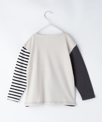 【１００－１５０】斜めブロッキング長袖Ｔシャツ／洗濯機ＯＫ（２００２４１４９５６）