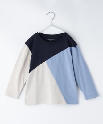 【１００－１５０】斜めブロッキング長袖Ｔシャツ／洗濯機ＯＫ（２００２４１４９５６）