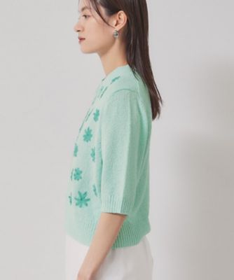 【手刺繍／花モチーフ】チャイナカラーニット（２００２４１４９９１）