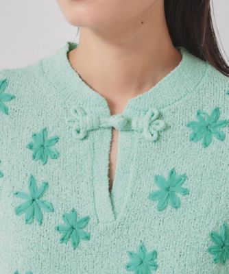 【手刺繍／花モチーフ】チャイナカラーニット（２００２４１４９９１）